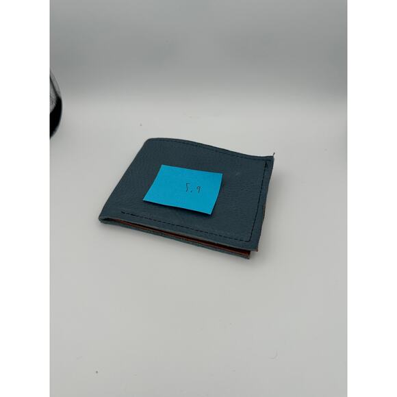 Minimalist Handmade Oaxaca Leather Wallet Royal Blue Slim Bifold Card Holder Men - Picture 7 of 7